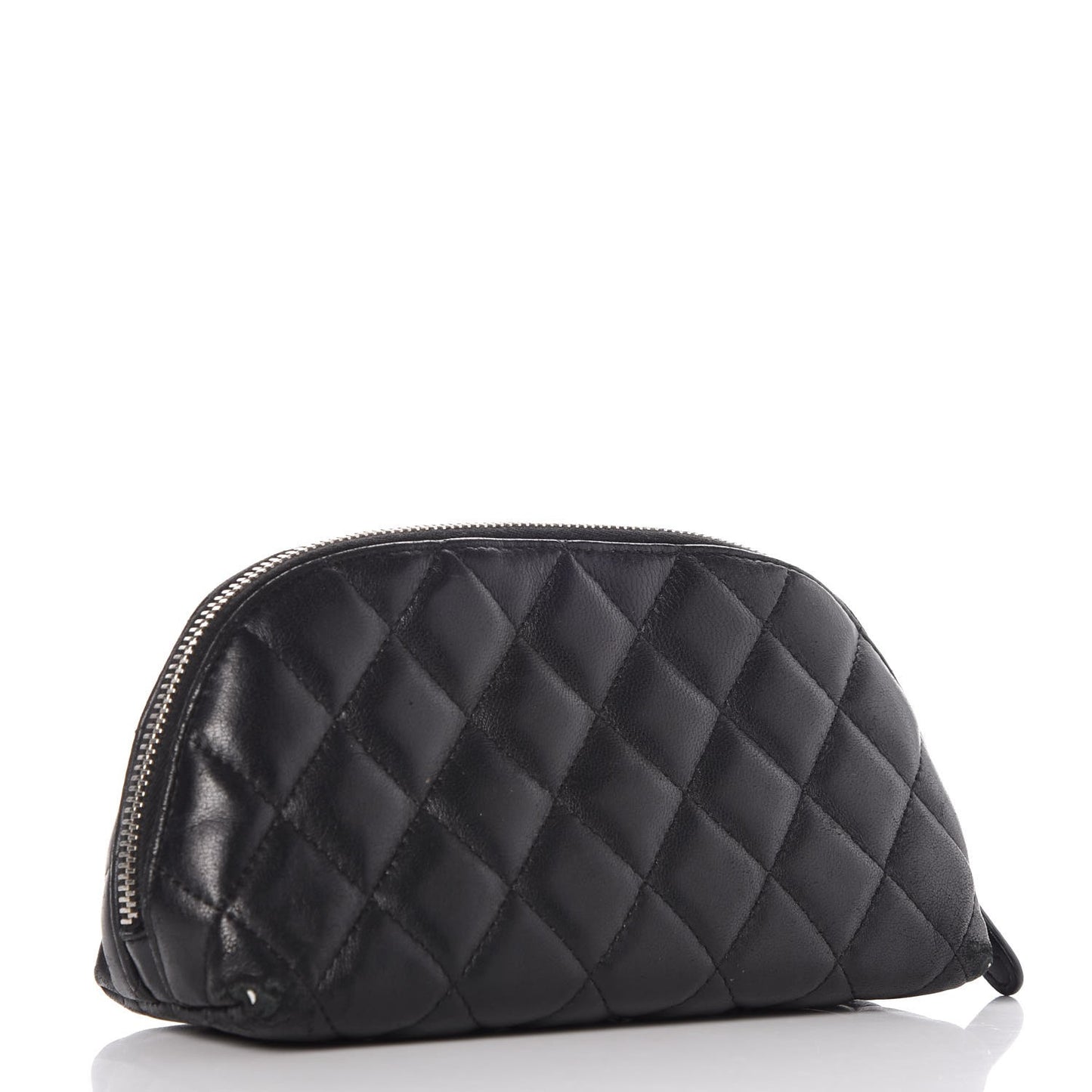 Lambskin Quilted Cosmetic Case Black