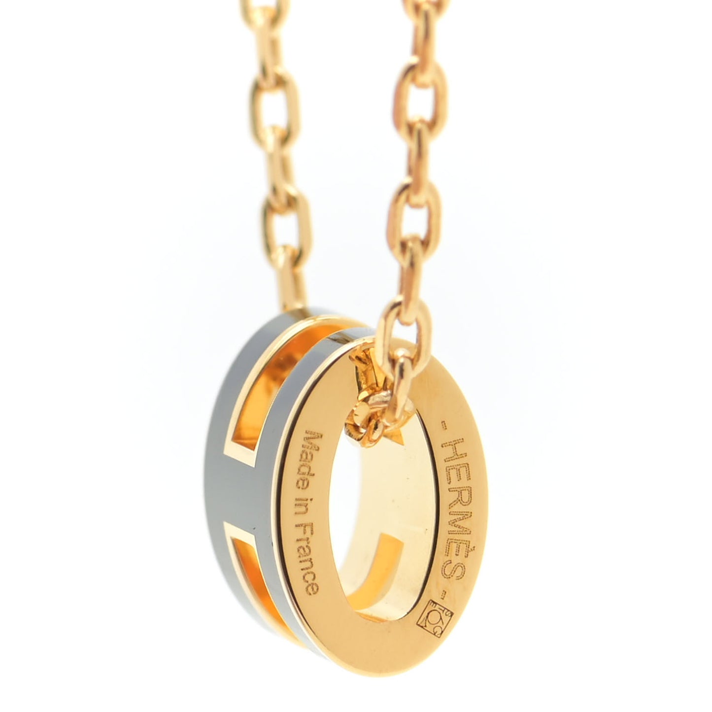 Lacquered Gold Mini Pop H Pendant Necklace Black