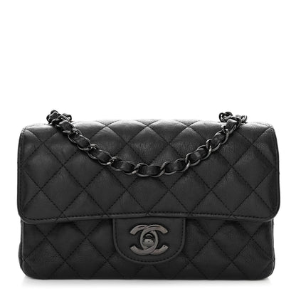 Chanel Crumpled Calfskin Quilted Mini Rectangular Flap So Black 1 of 10