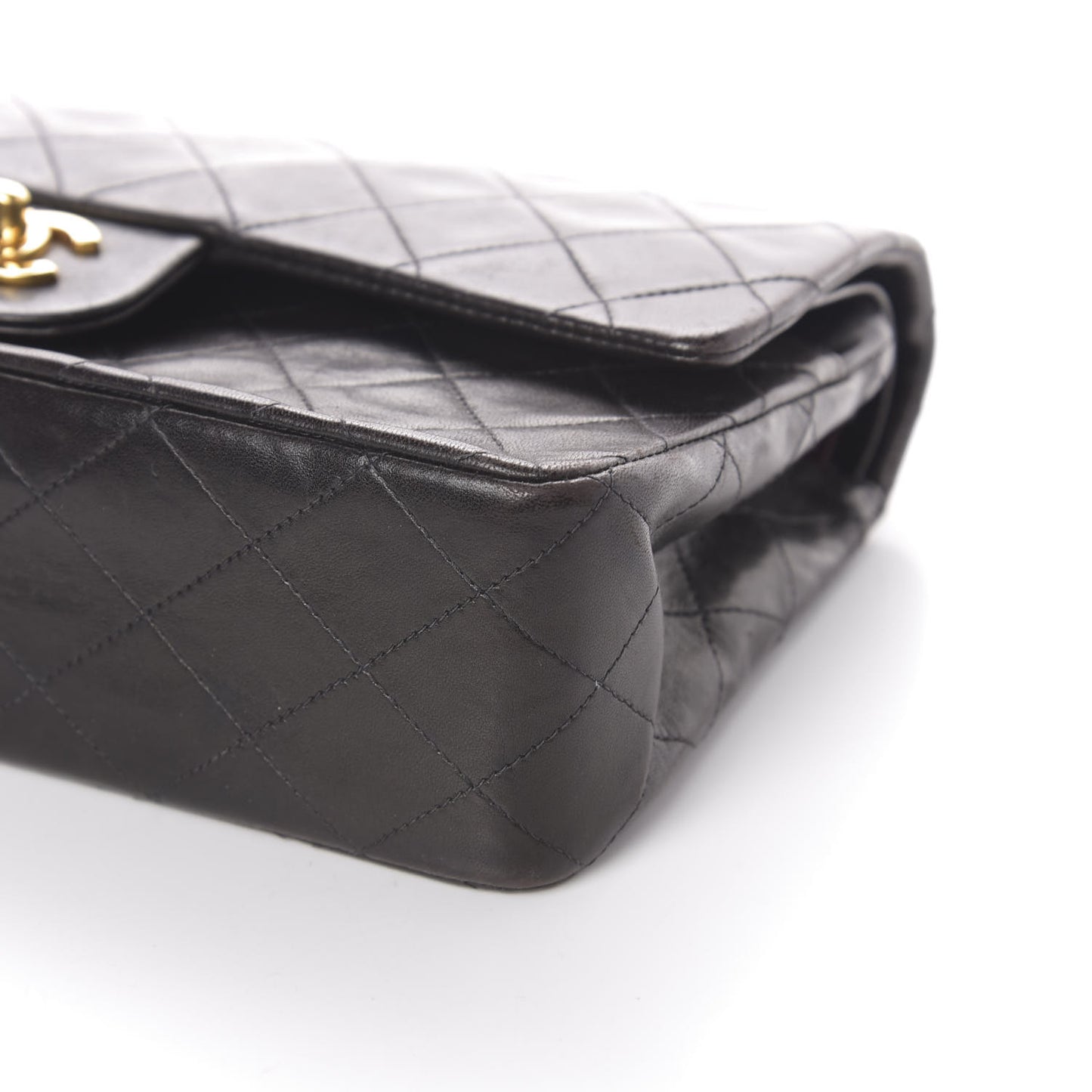 Lambskin Quilted Medium Double Flap Black
