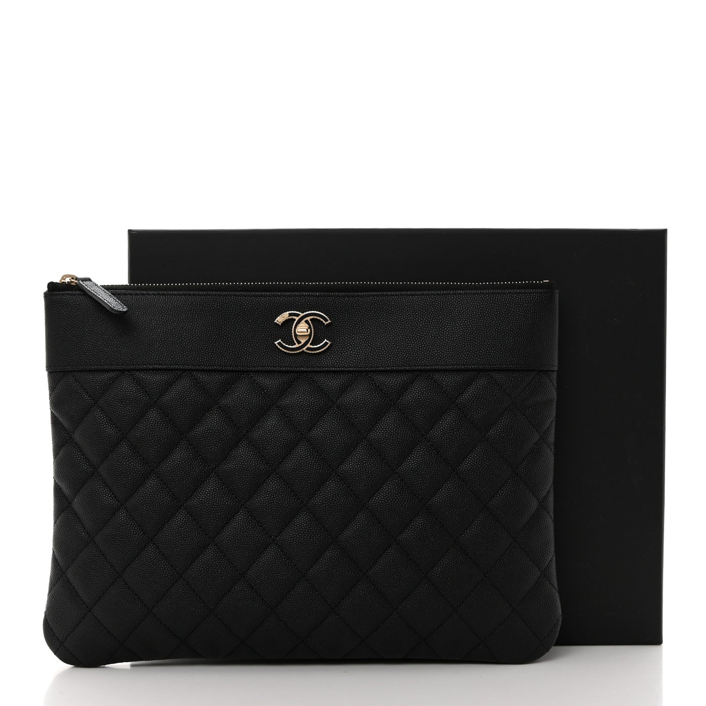 Caviar Quilted Medium Vintage Mademoiselle Cosmetic Case Black