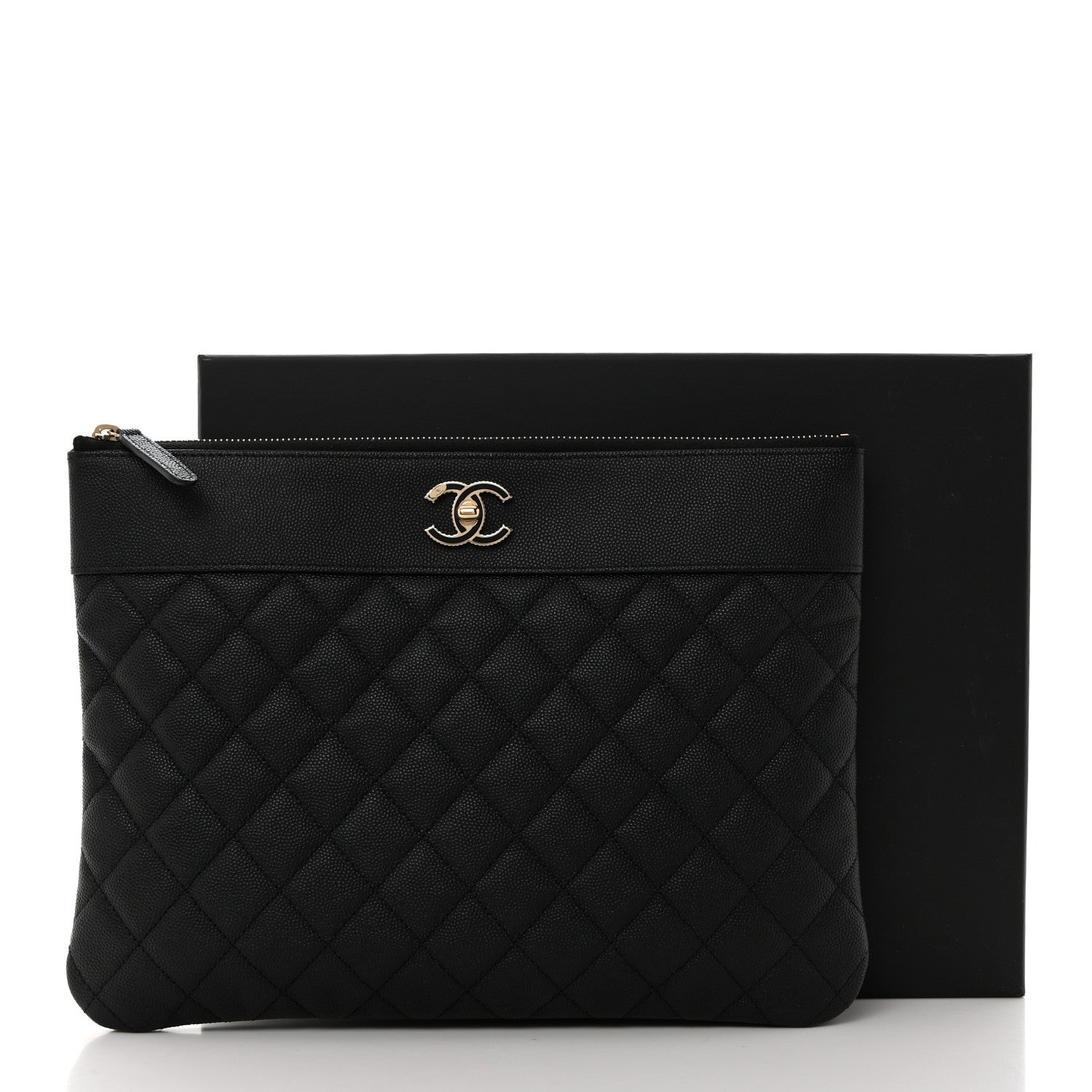 Chanel Caviar Quilted Medium Vintage Mademoiselle Cosmetic Case Black 8 of 8