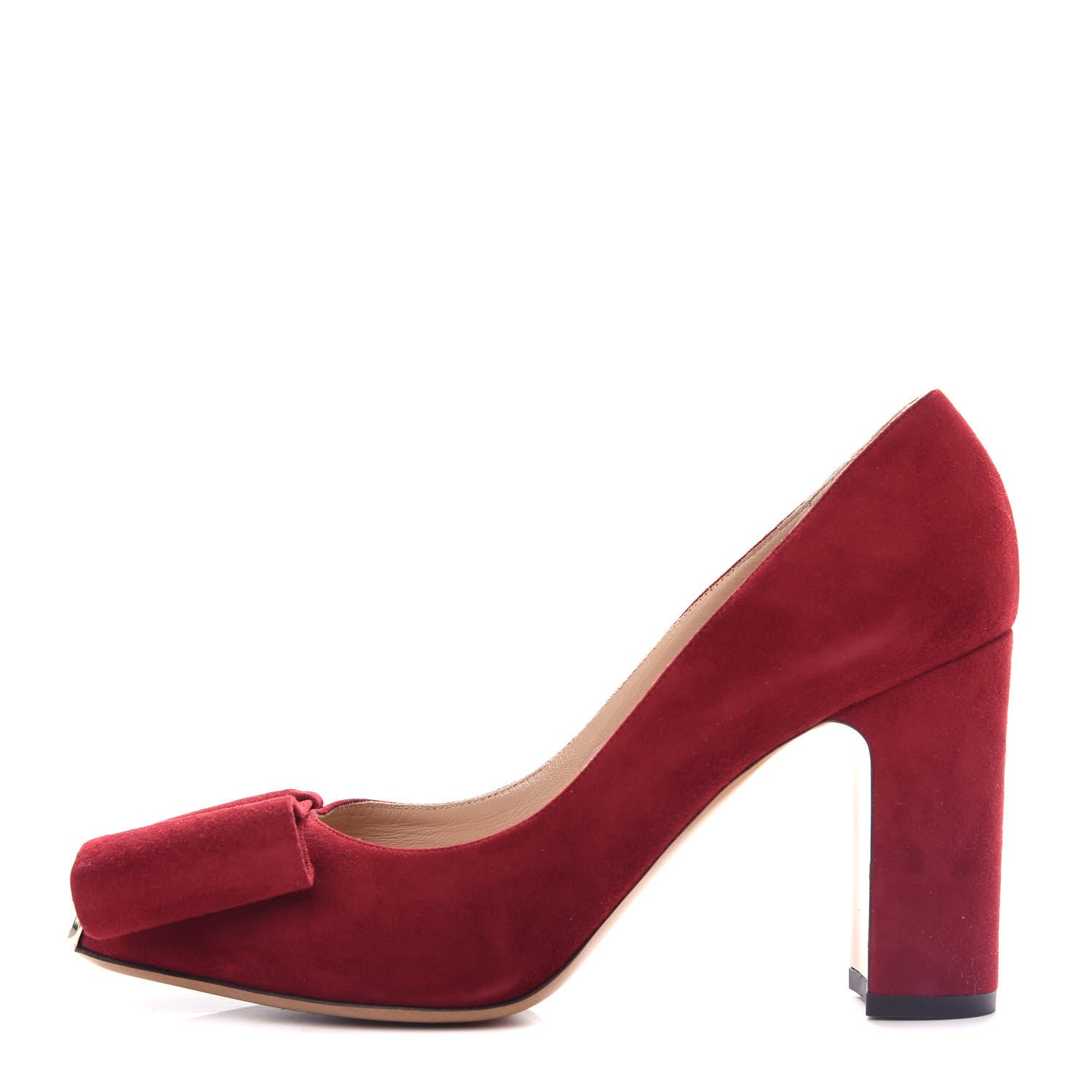 Valentino Garavani Suede Bow Metal Toe Pumps 40.5 Red 1 of 9