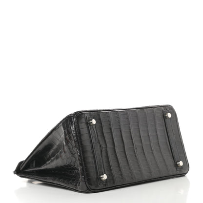 Hermes Matte Niloticus Crocodile Birkin 30 Black 5 of 43