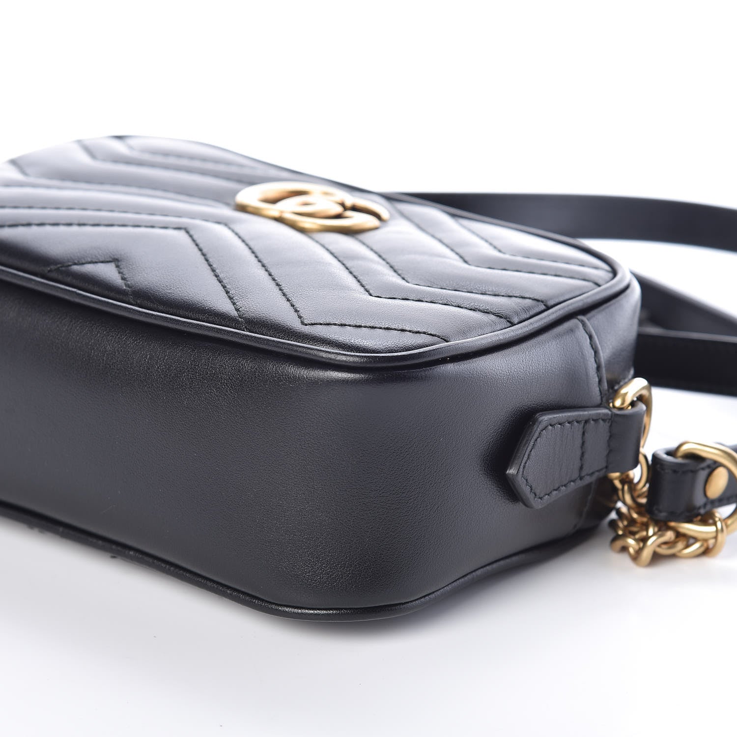 Gucci Calfskin Matelasse Mini GG Marmont Chain Shoulder Bag Black 6 of 10