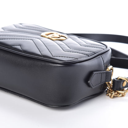 Gucci Calfskin Matelasse Mini GG Marmont Chain Shoulder Bag Black 6 of 10