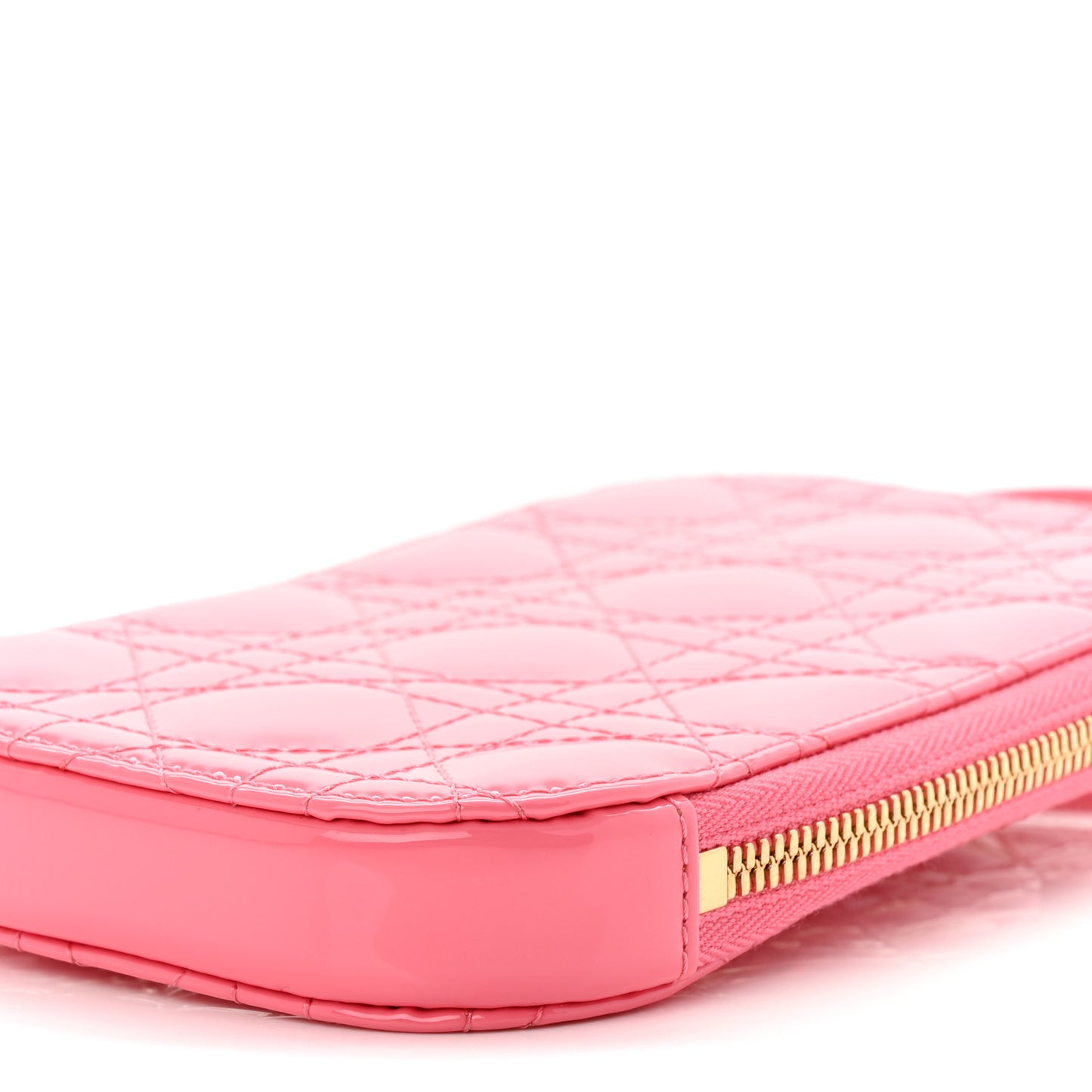 Patent Cannage Lady Dior Phone Holder Pink