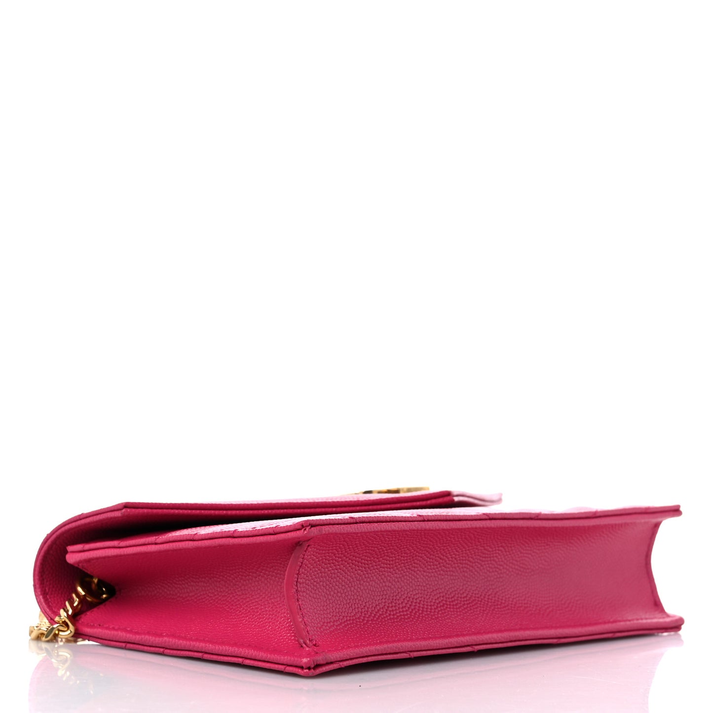 Grain De Poudre Matelasse Chevron Monogram Envelope Chain Wallet Fresh Fuchsia
