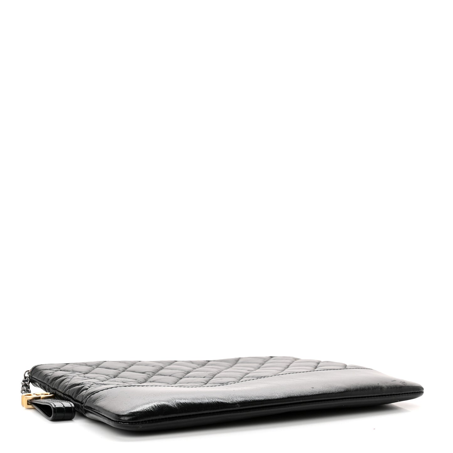 Aged Calfskin Quilted Medium Gabrielle Cosmetic Case Black