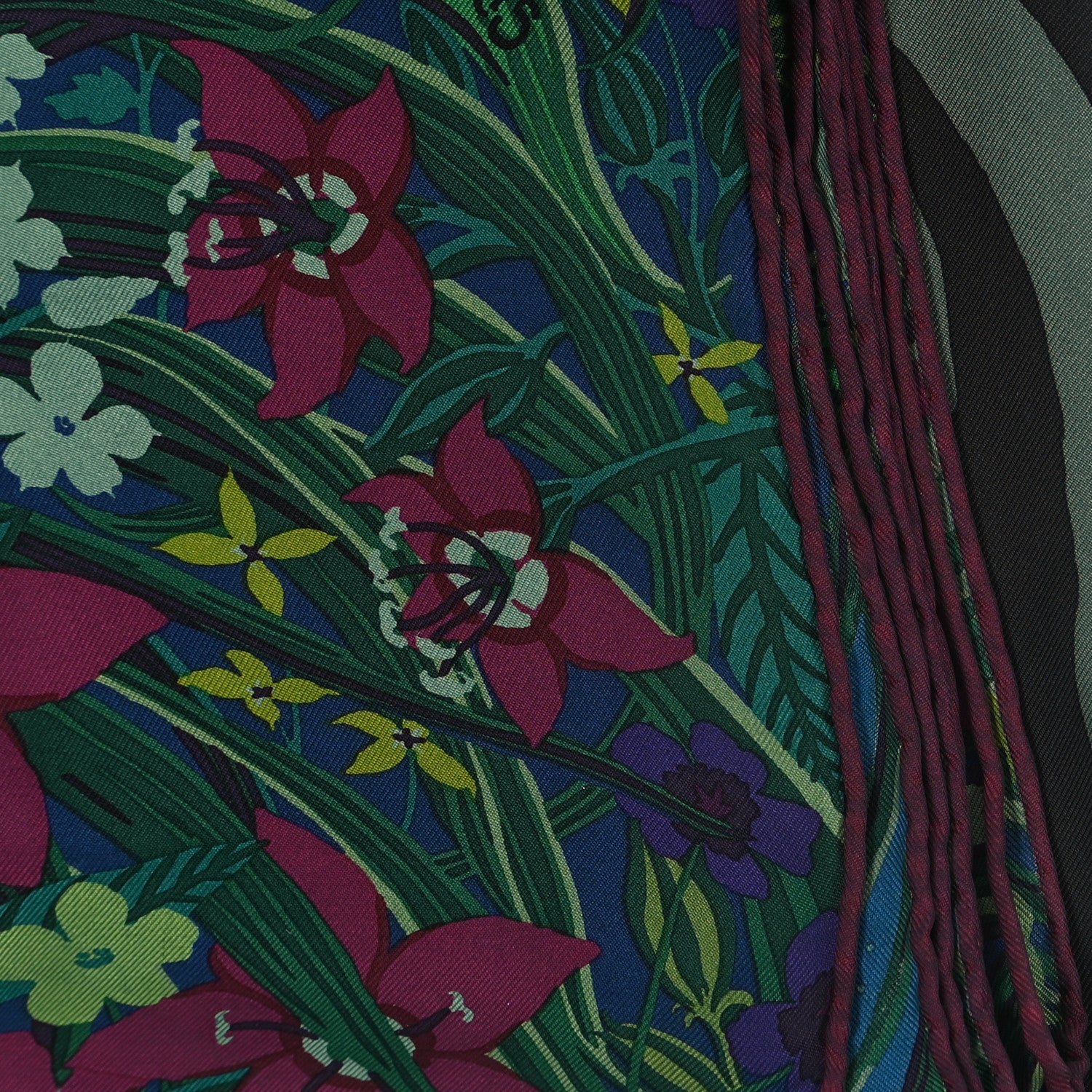 Hermes Silk Tyger Tyger Scarf 90 Bleu Vert Gris 2 of 3