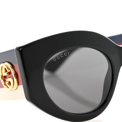 Gucci Acetate Oversized Rectangle Frame Web Sunglasses GG 0275/S Black 7 of 8
