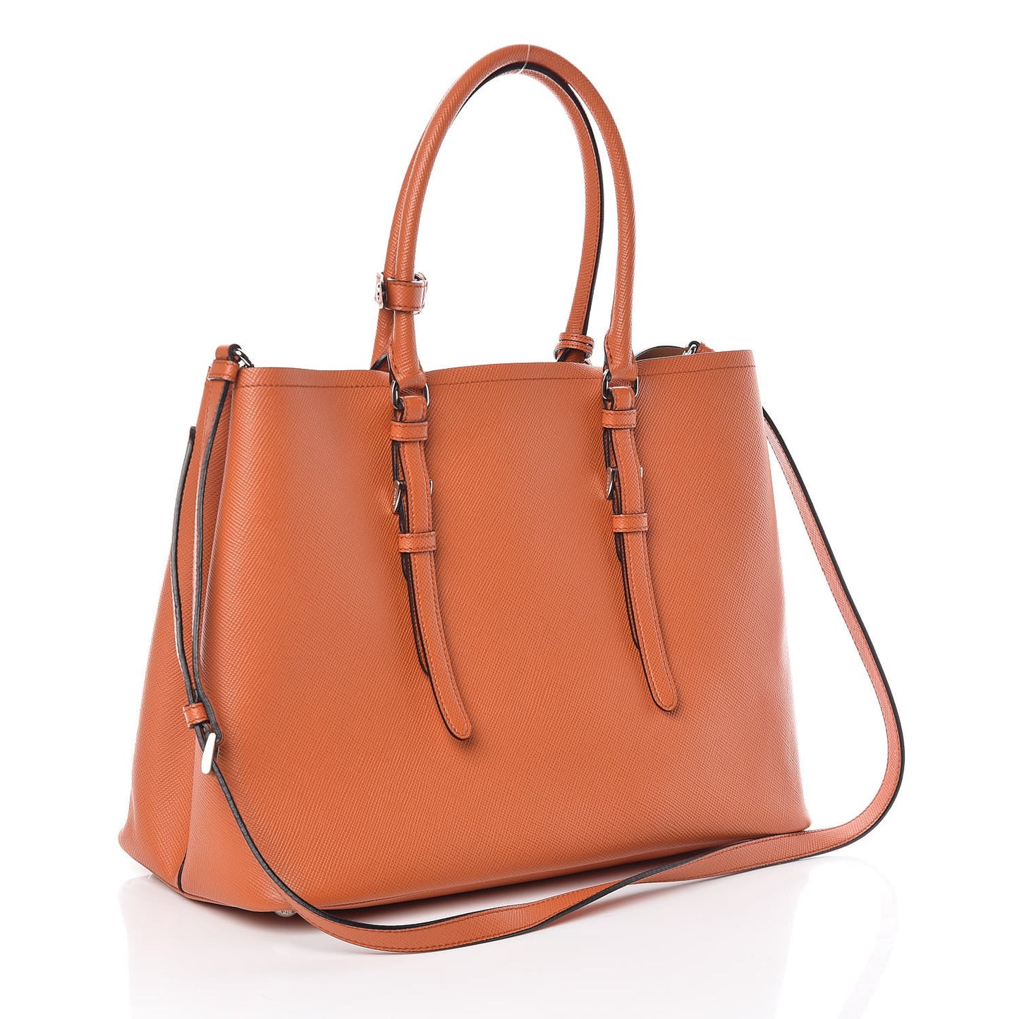 Saffiano Cuir Medium Double Handle Tote Papaya