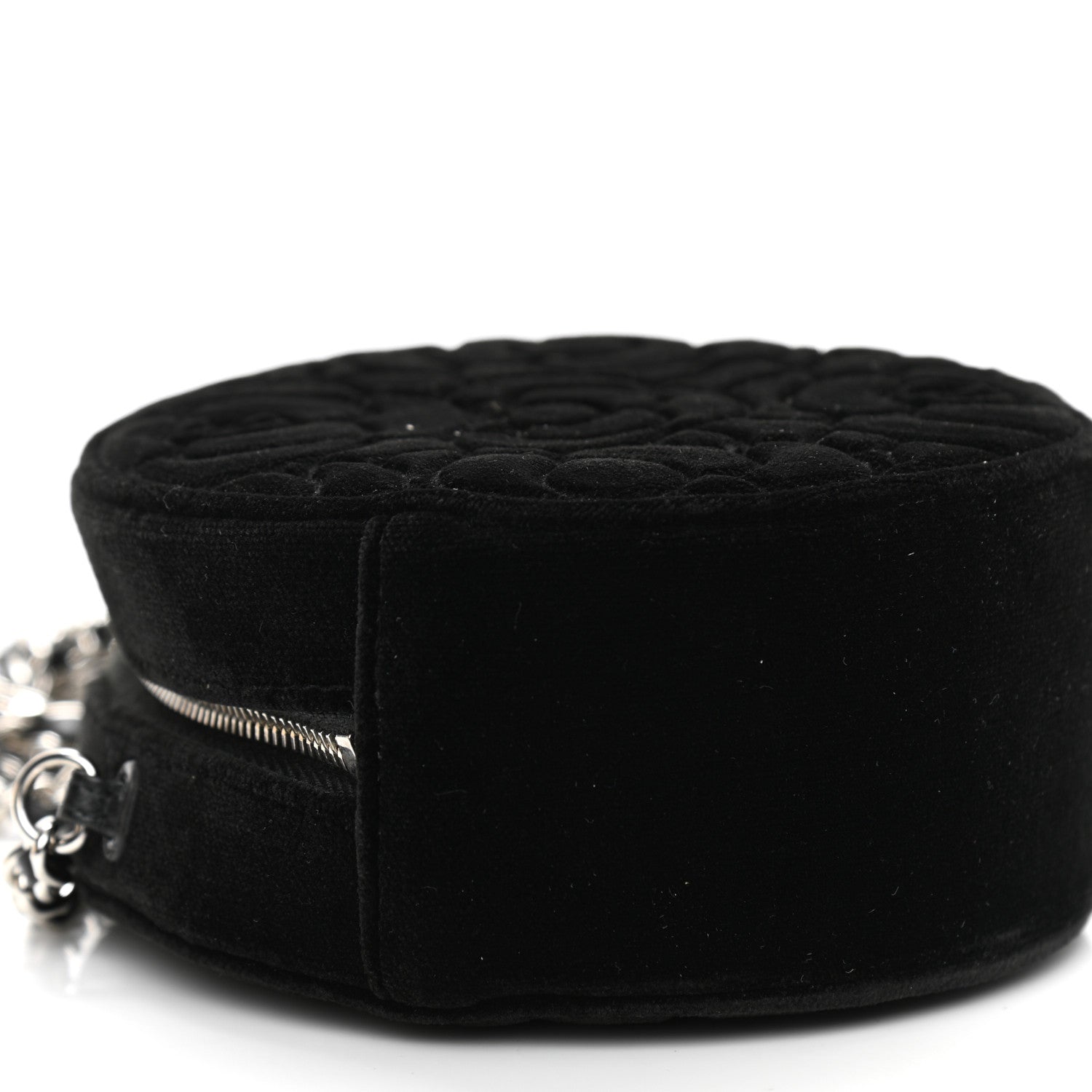 Chanel Velvet Camellia Round Clutch With Chain Black 9 of 9