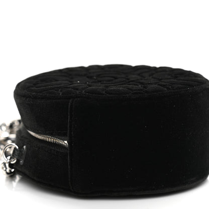 Chanel Velvet Camellia Round Clutch With Chain Black 9 of 9