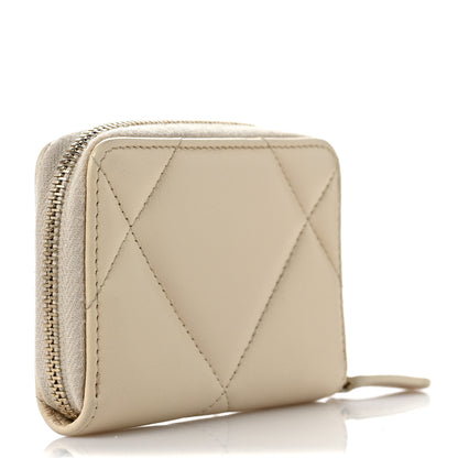 Chanel Lambskin Quilted 19 Zip Around Coin Purse Wallet Beige 3 of 7