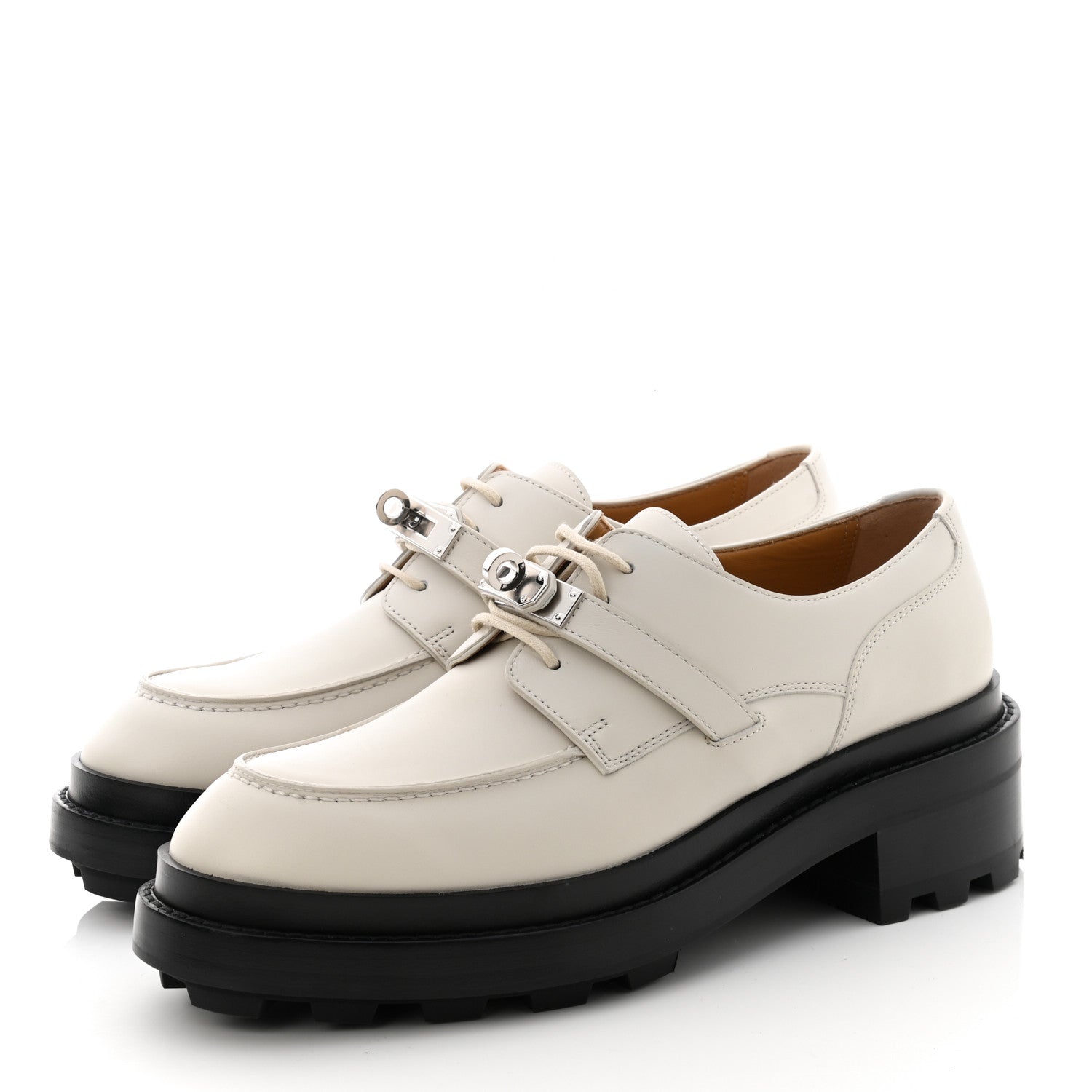 Hermes Glossed Calfskin First Derby 38 Beige Glaise 3 of 9