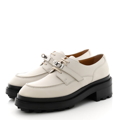 Hermes Glossed Calfskin First Derby 38 Beige Glaise 3 of 9