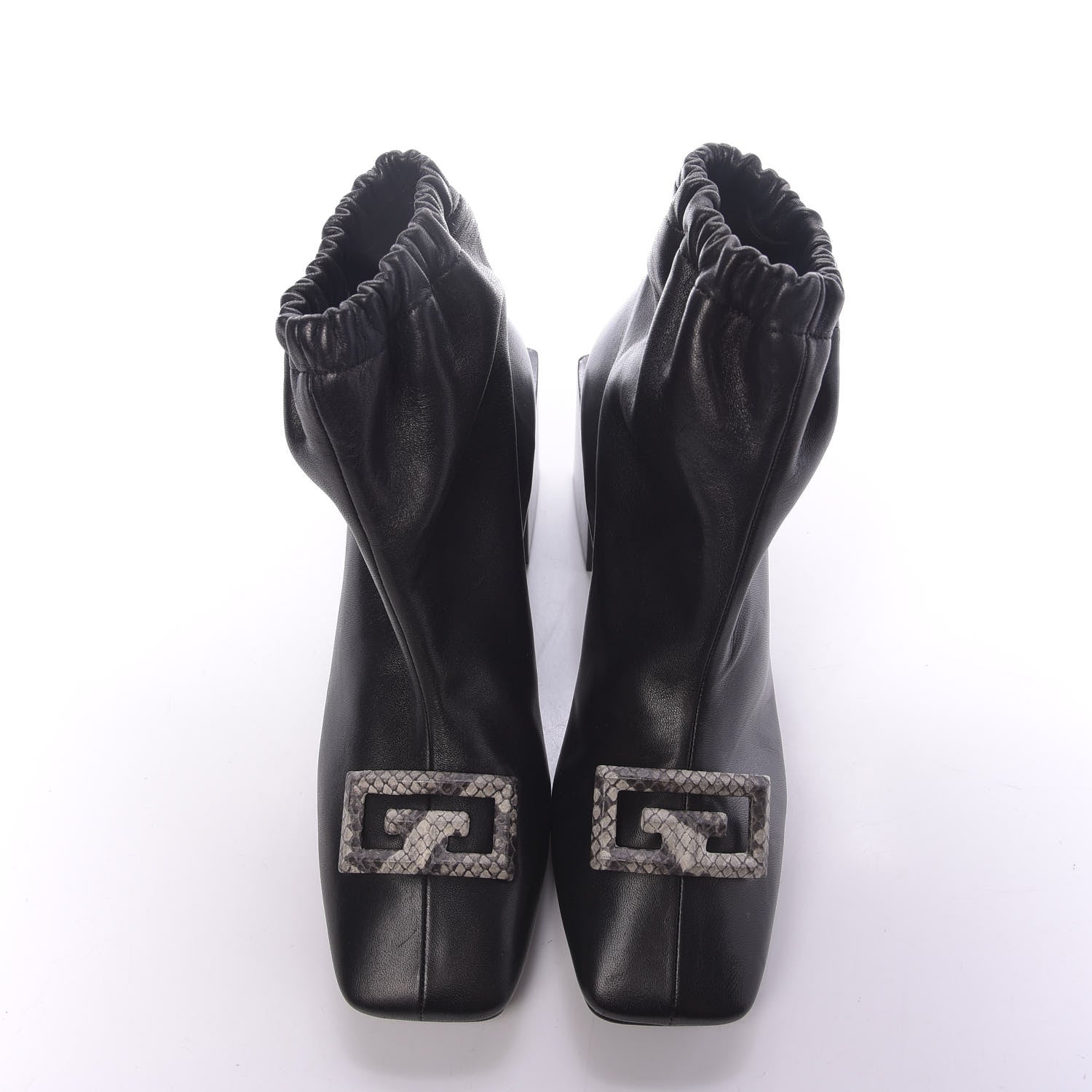 Givenchy Calfskin Snakeskin Embossed ID Scrunch Bootie 37 Black 6 of 10