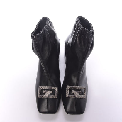 Givenchy Calfskin Snakeskin Embossed ID Scrunch Bootie 37 Black 6 of 10
