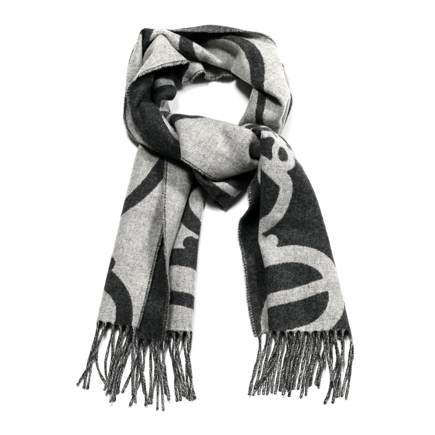 Cashmere Boucles et Camails Muffler Anthracite Gris Clair