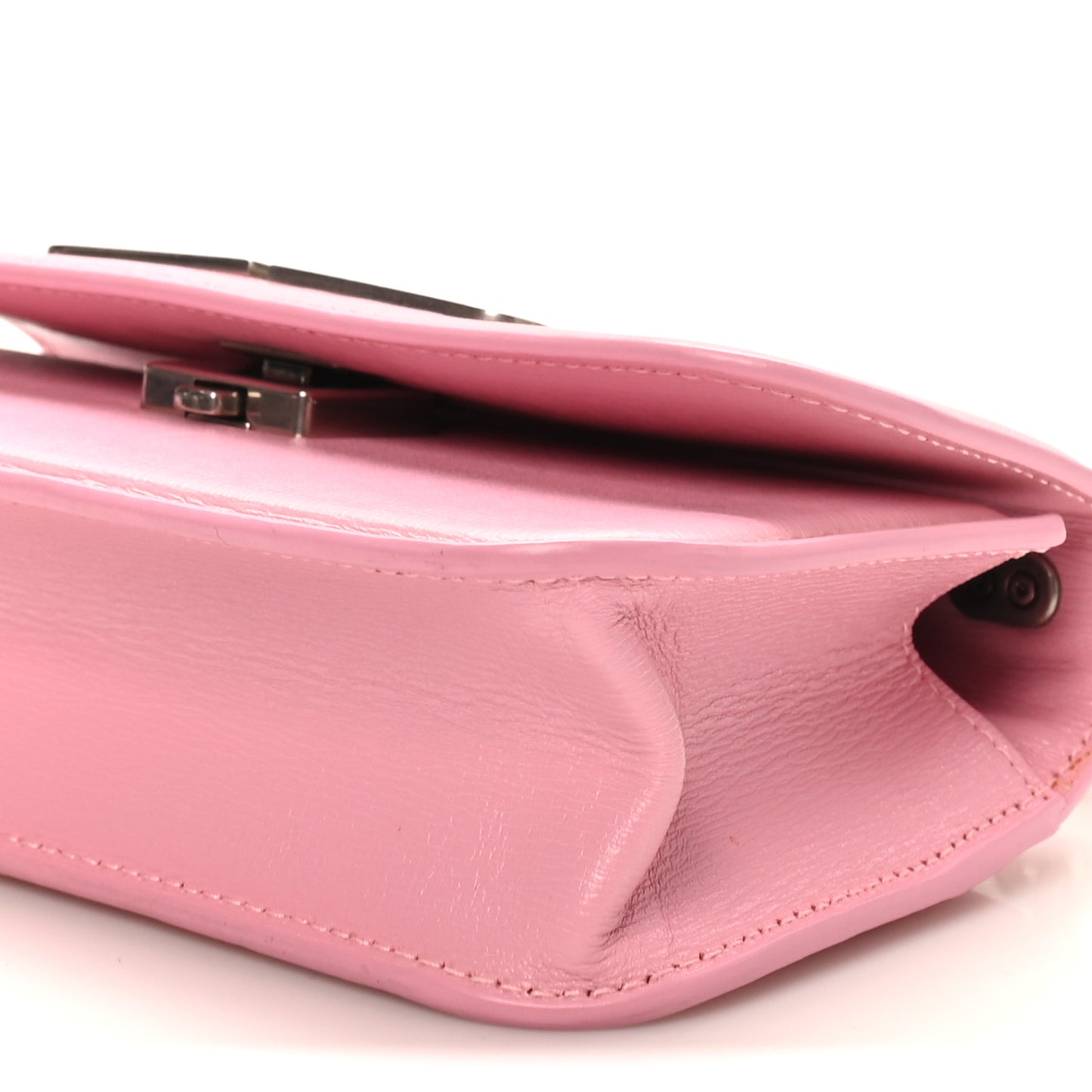 Calfskin Stripe Embossed Gossip Chain Bag XS Candy Pink