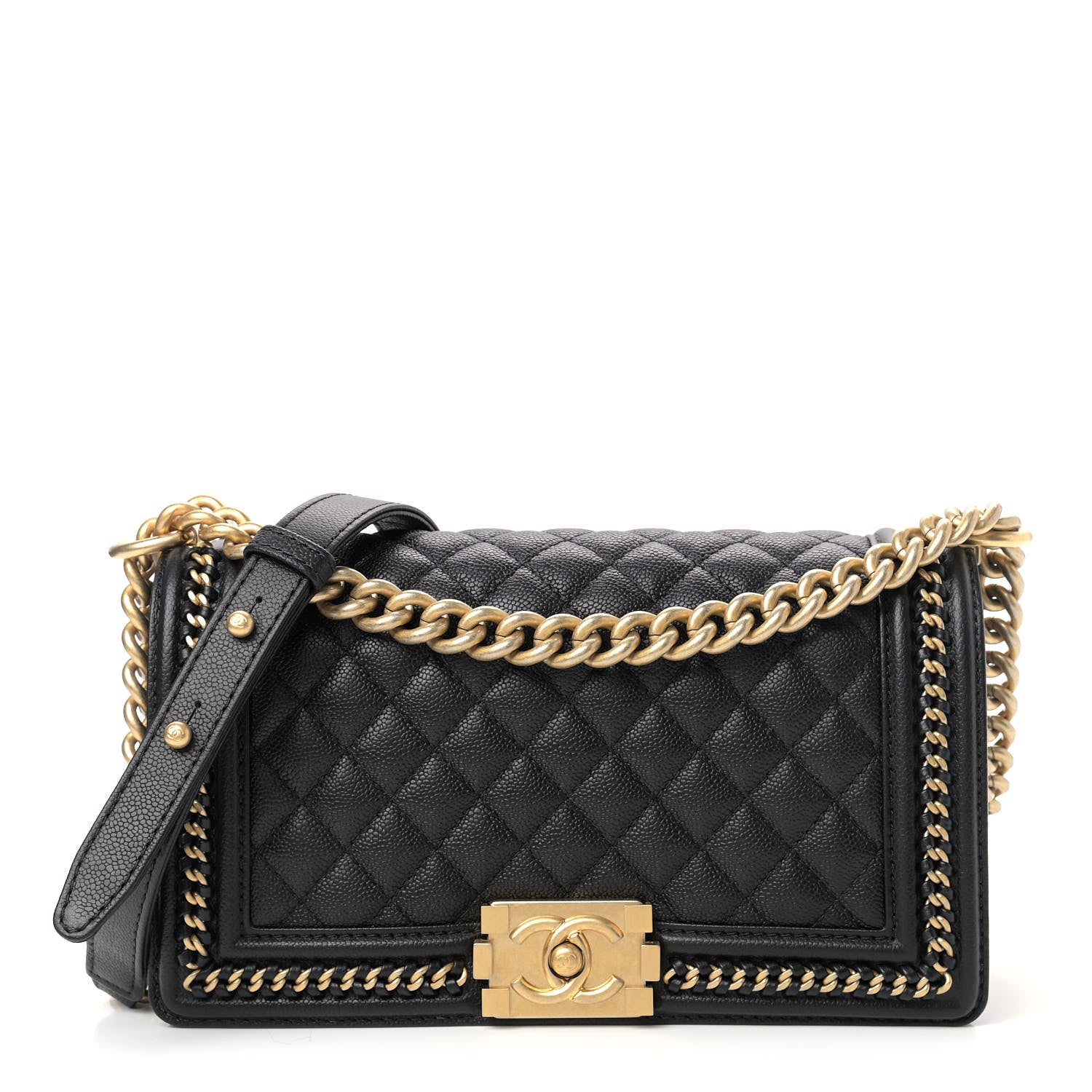 Chanel Caviar Quilted Medium Chain Around Boy Flap Black 1 of 9