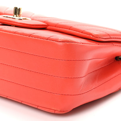 Chanel Lambskin Chevron Quilted Mini Rectangular Flap Red 10 of 13