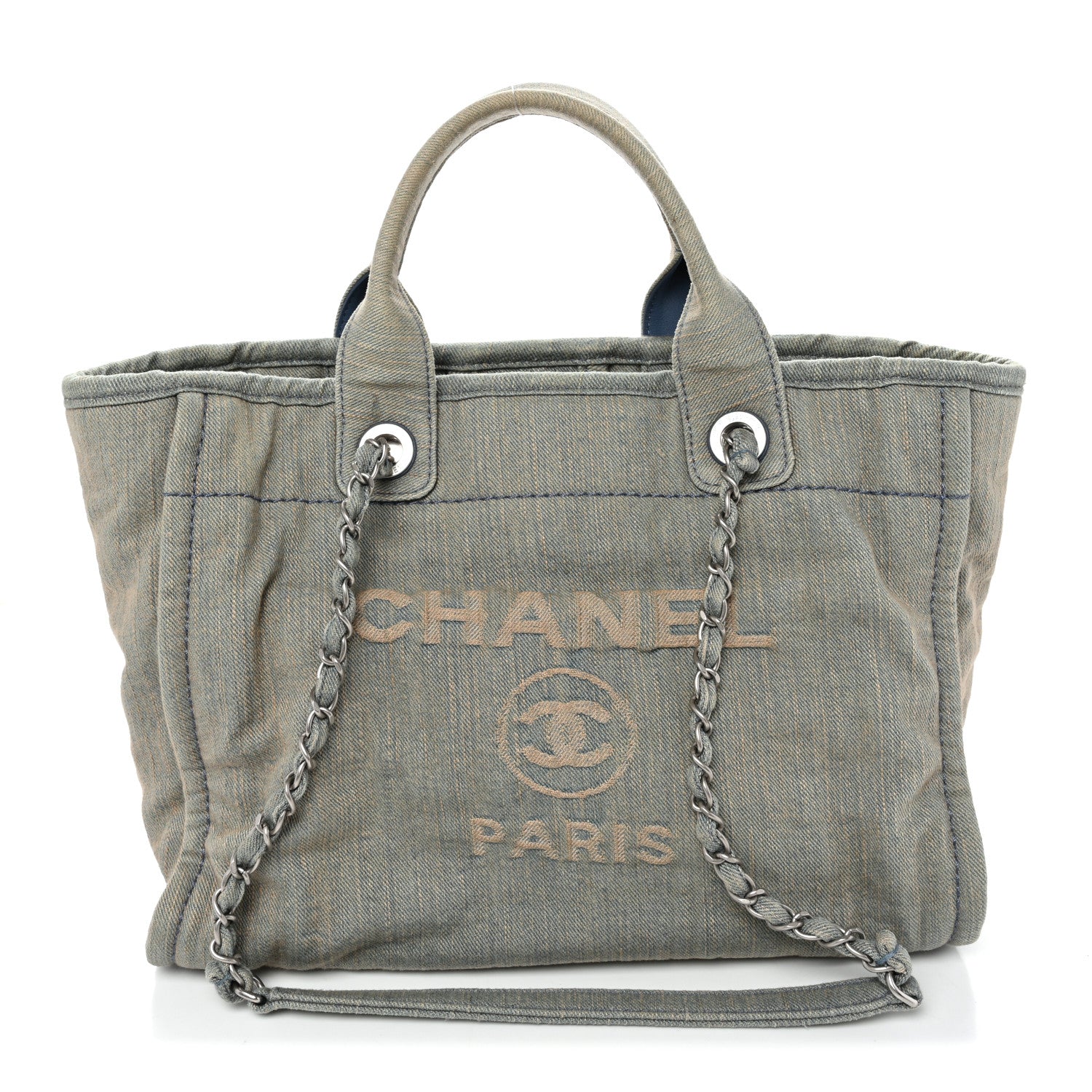 Chanel Denim Small Deauville Tote Light Blue 1 of 10