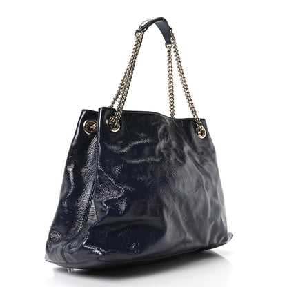 Gucci Vernice Naplack  Medium Soho Chain Shoulder Bag Uniform Blue 4 of 19