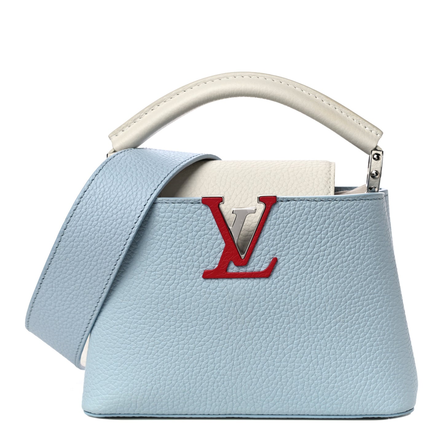 Taurillon Capucines Mini Light Blue White Red