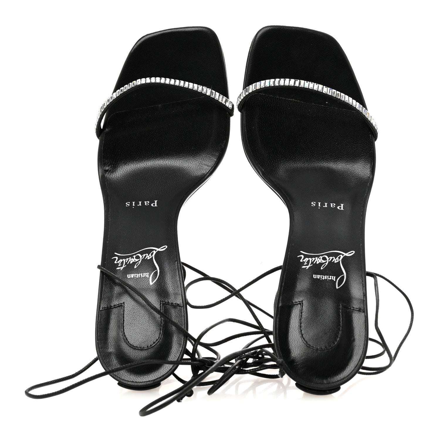 Christian Louboutin Kid Suede Condora Lacestrass 85 Sandals 37.5 Black 2 of 9