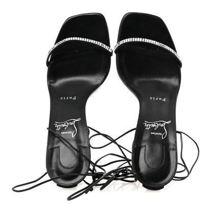 Christian Louboutin Kid Suede Condora Lacestrass 85 Sandals 37.5 Black 2 of 9