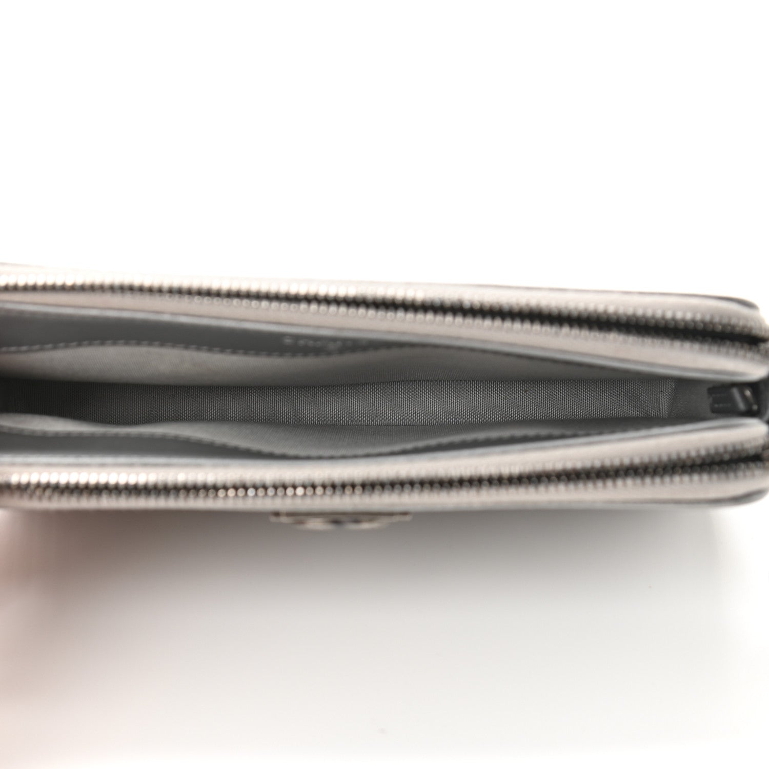 Chanel Metallic Caviar Quilted Small Boy Clutch With Chain Silver 4 of 14