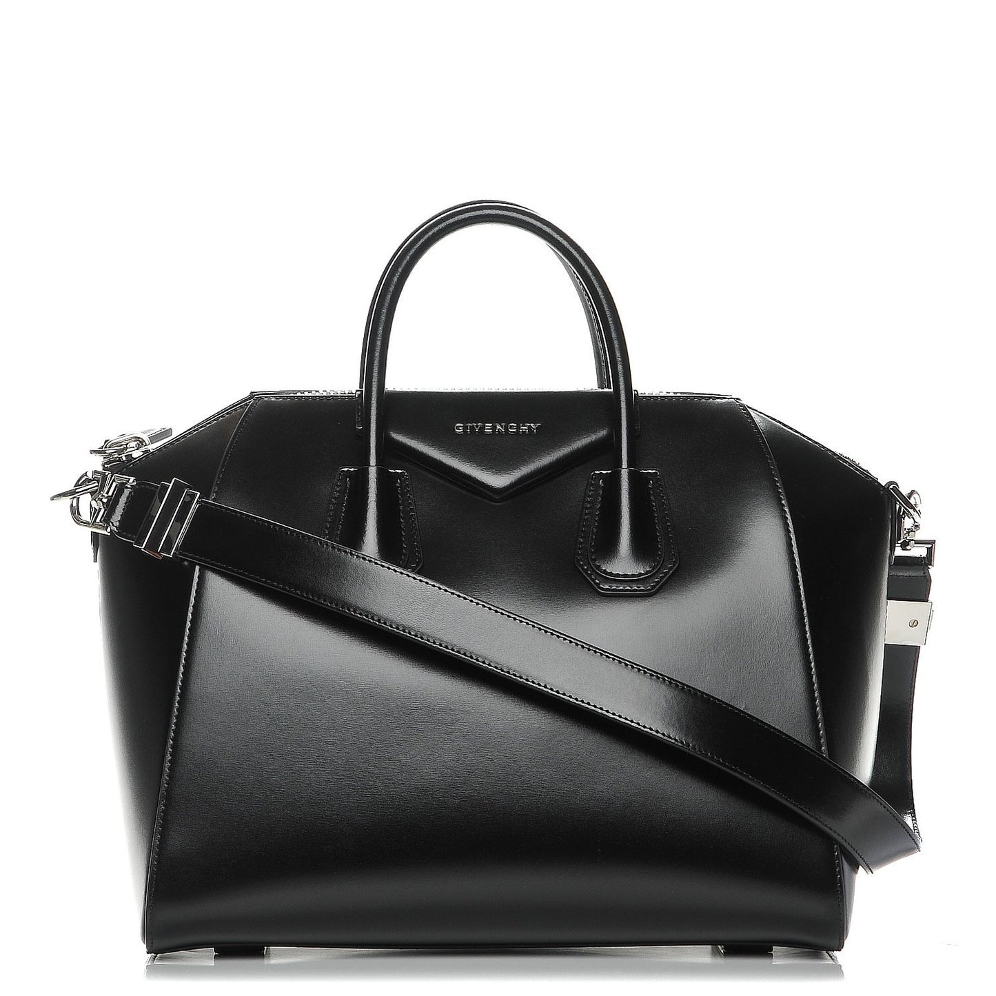 Shiny Lord Calfskin Medium Antigona Black