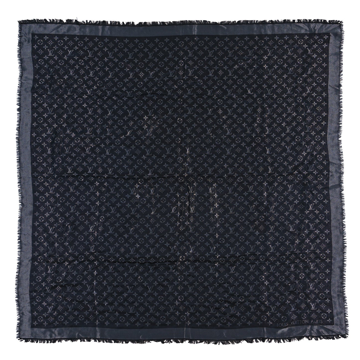 Silk Lurex Wool Monogram Shine Shawl Black