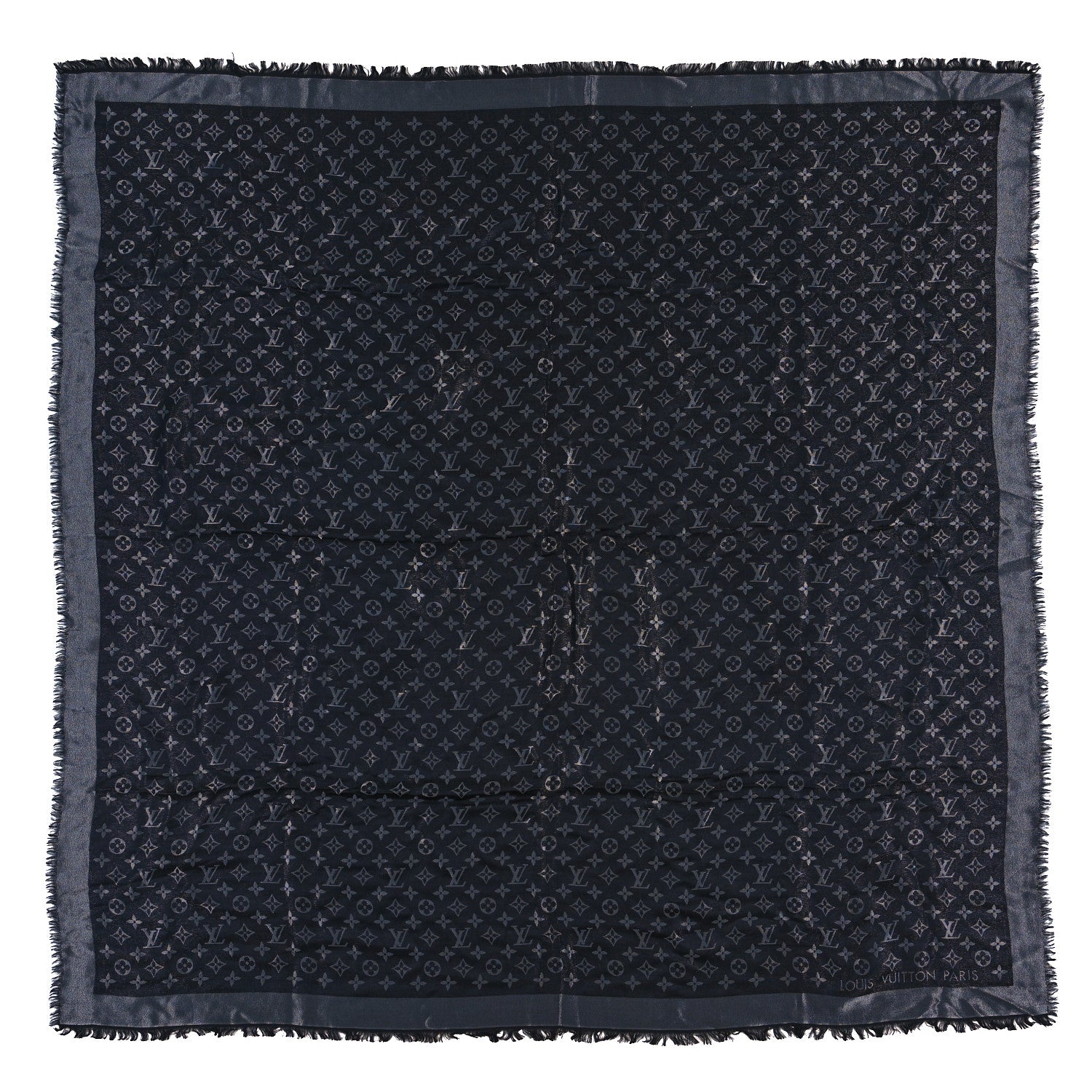 Louis Vuitton Silk Lurex Wool Monogram Shine Shawl Black 1 of 4