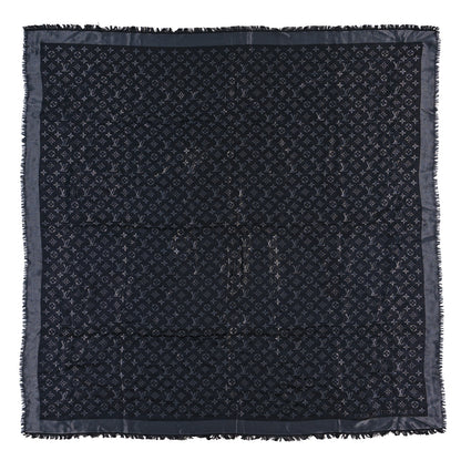 Louis Vuitton Silk Lurex Wool Monogram Shine Shawl Black 1 of 4