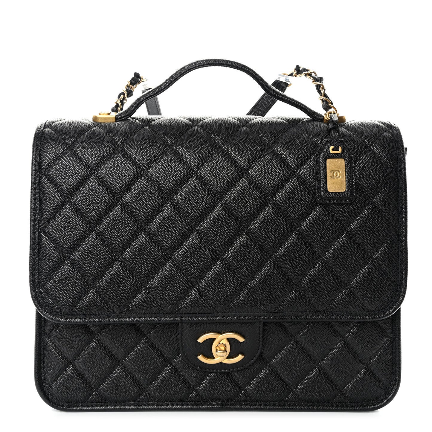 Caviar Quilted School Memory Backpack Black