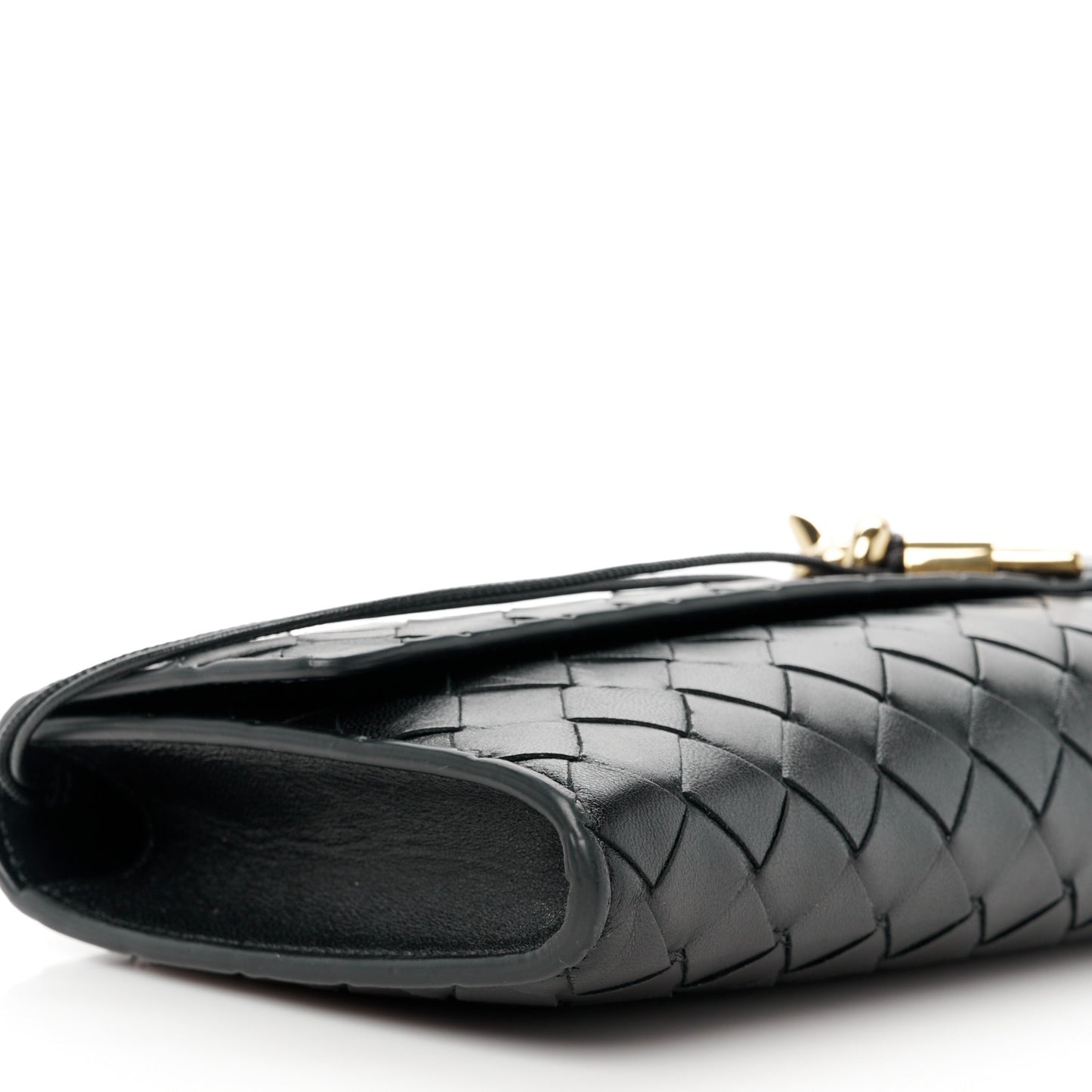 Nappa Intrecciato Long Andiamo Top Handle Clutch Black