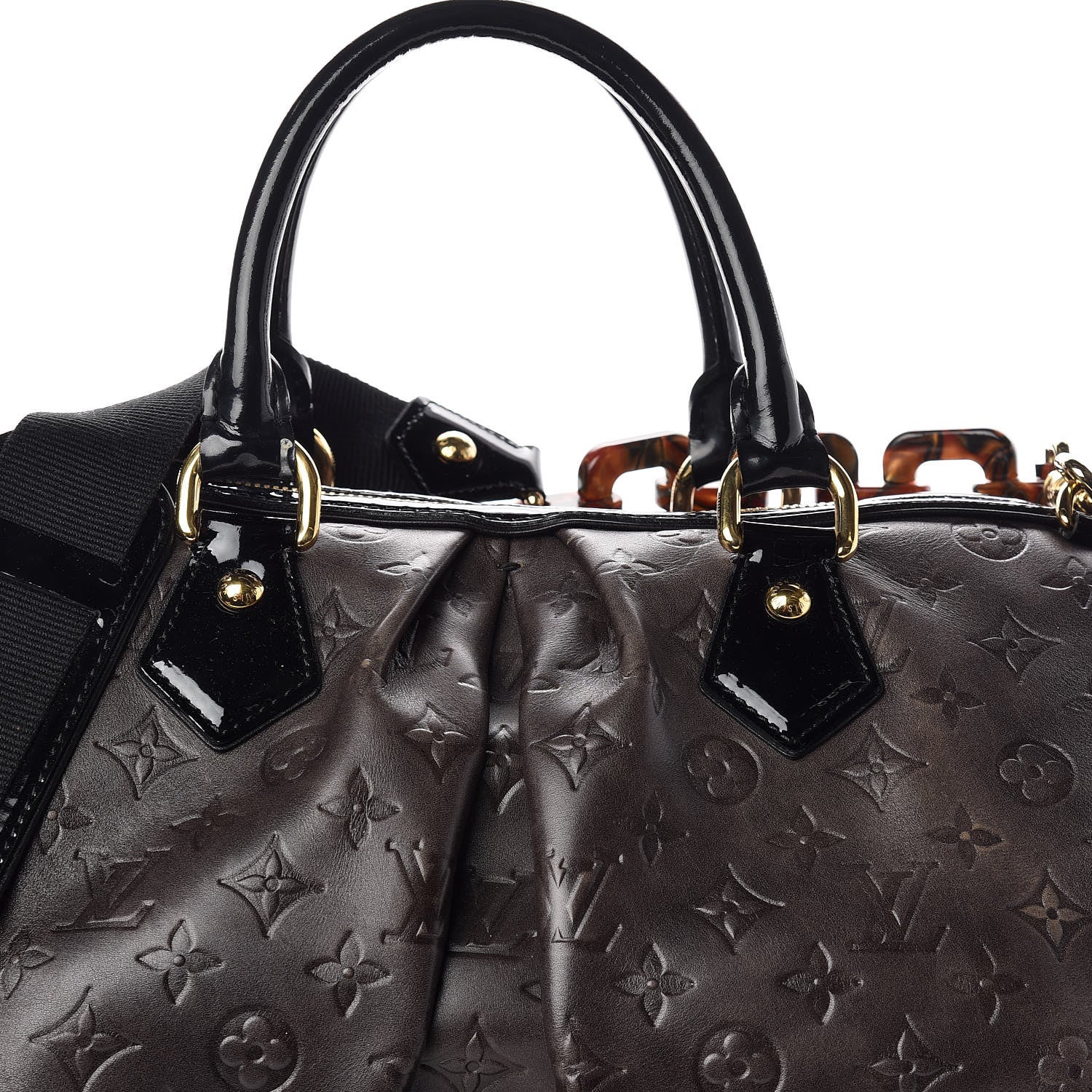 Louis Vuitton Cuir Patent Embossed Monogram Stephen Bag Grey 9 of 9