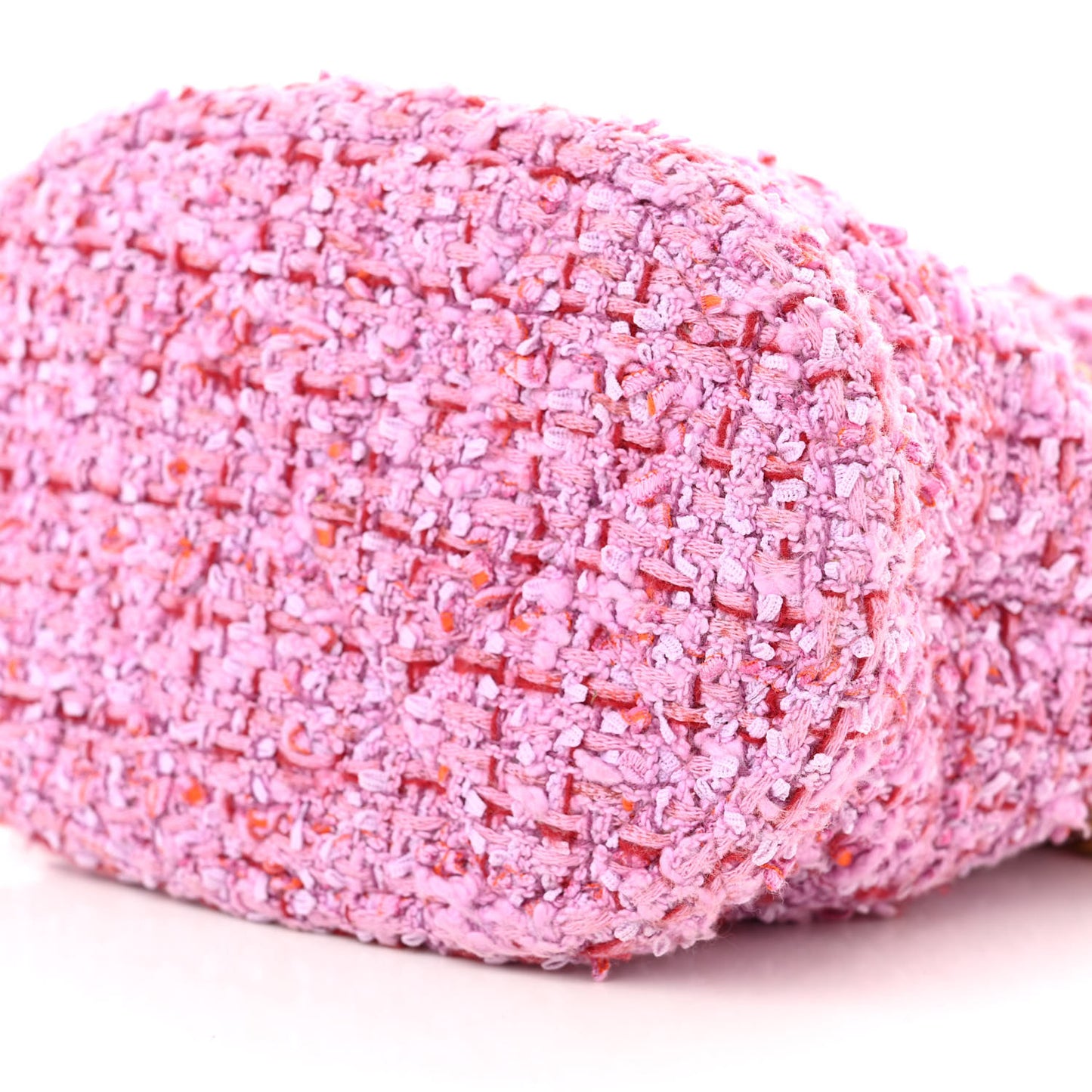 Tweed Enamel Quilted Pending CC Bucket Drawstring Bag Light Purple Pink Red