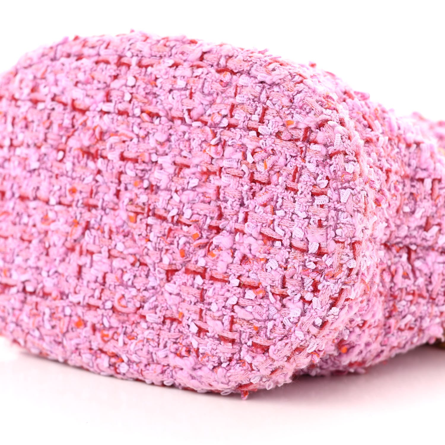 Chanel Tweed Enamel Quilted Pending CC Bucket Drawstring Bag Light Purple Pink Red 10 of 10