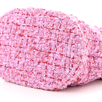 Chanel Tweed Enamel Quilted Pending CC Bucket Drawstring Bag Light Purple Pink Red 10 of 10