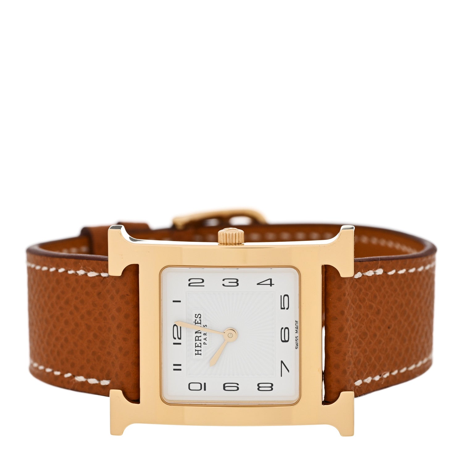 Hermes Stainless Steel Epsom 26mm Heure H Hour Quartz Watch Gold 2 of 6