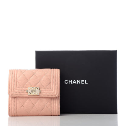 Chanel Caviar Quilted Boy Compact Wallet Rose Clair 7 of 7