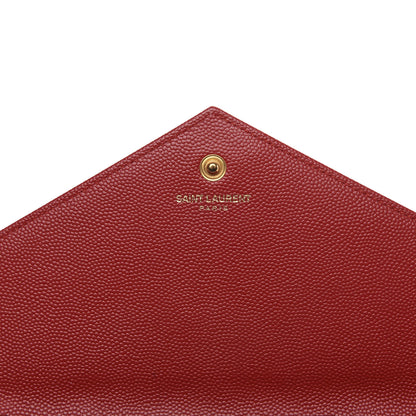 Saint Laurent Grain De Poudre Matelasse Chevron Monogram Chain Wallet Red 6 of 9