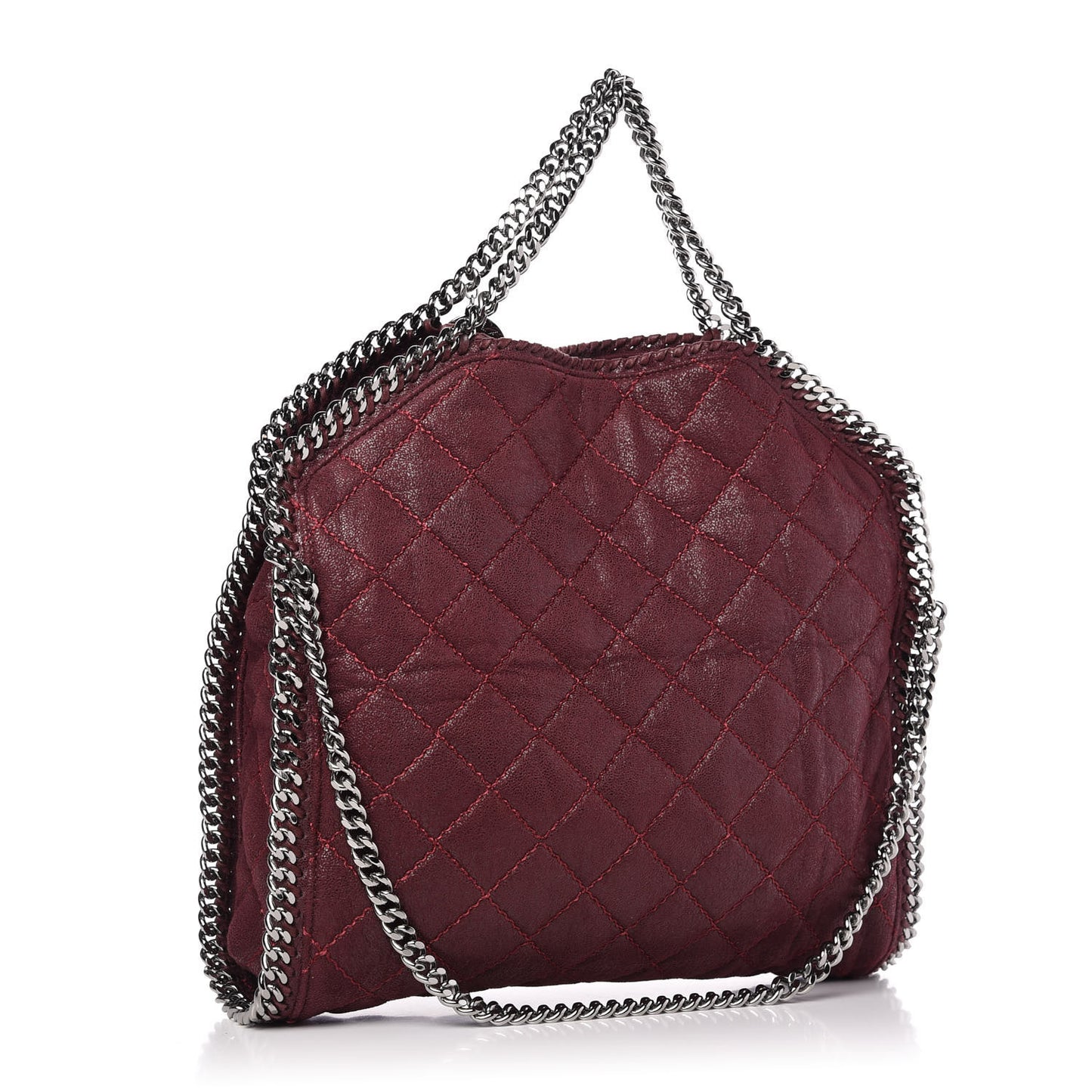 Shaggy Deer Quilted Falabella Fold Over Tote Plum