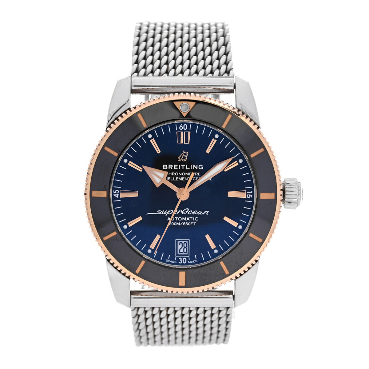 Breitling Stainless Steel 18K Rose Gold 42mm Superocean Heritage B20 Automatic Watch Black UB2010 1 of 5