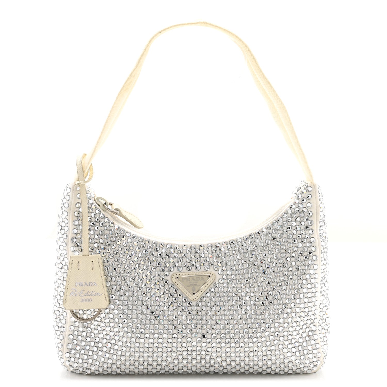 Prada Satin Crystal Mini Re-Edition 2000 Bag White 1 of 12
