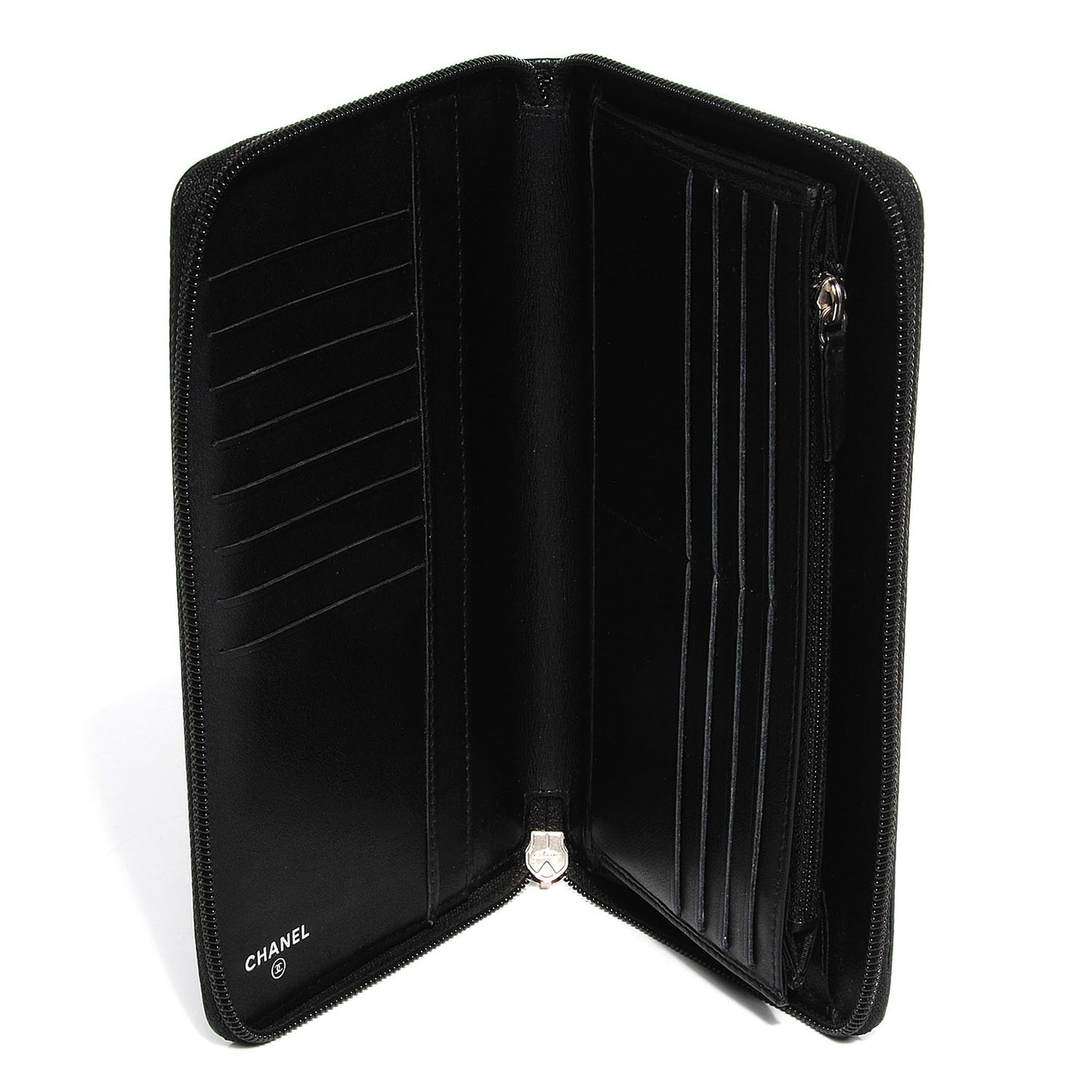 Caviar CC Timeless Large Zip Around Wallet Black